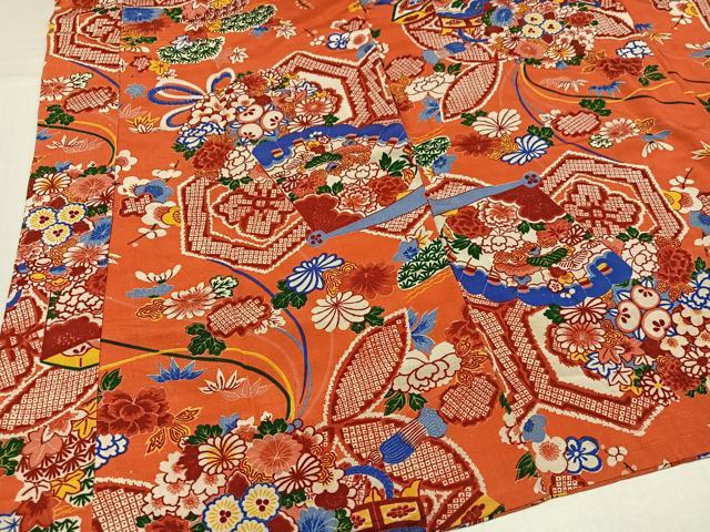 平和屋着物●アンティーク 大正ロマン 長襦袢 袷 貝桶草花文 正絹 逸品 AABJ1390ph