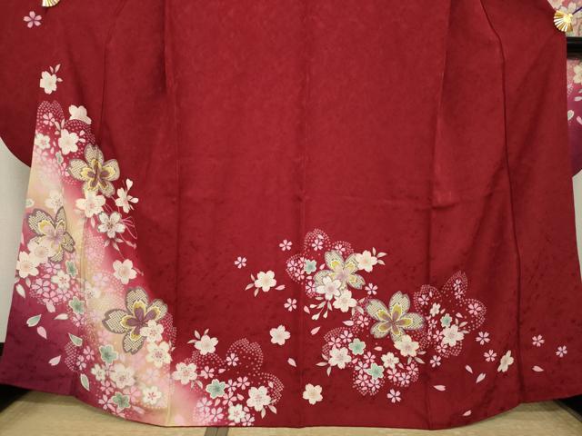 平和屋着物●豪華振袖 舞桜文 暈し染め 金彩 正絹 逸品 AABJ1404ck