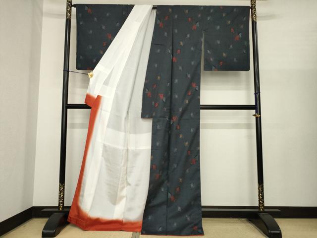 平和屋着物●本場大島紬 一元7マルキ 舞蝶文 正絹 逸品 AABJ1405ck