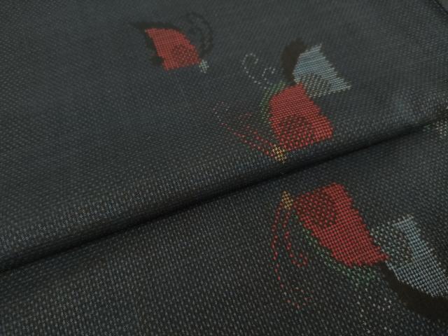平和屋着物●本場大島紬 一元7マルキ 舞蝶文 正絹 逸品 AABJ1405ck