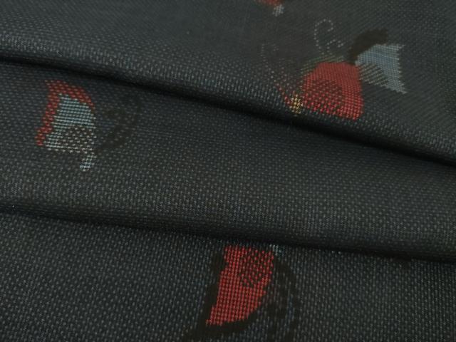 平和屋着物●本場大島紬 一元7マルキ 舞蝶文 正絹 逸品 AABJ1405ck