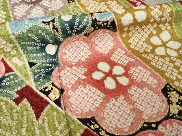平和屋着物●豪華振袖 総絞り 束ね熨斗吉祥花文 金彩 正絹 逸品 AABJ1406ck