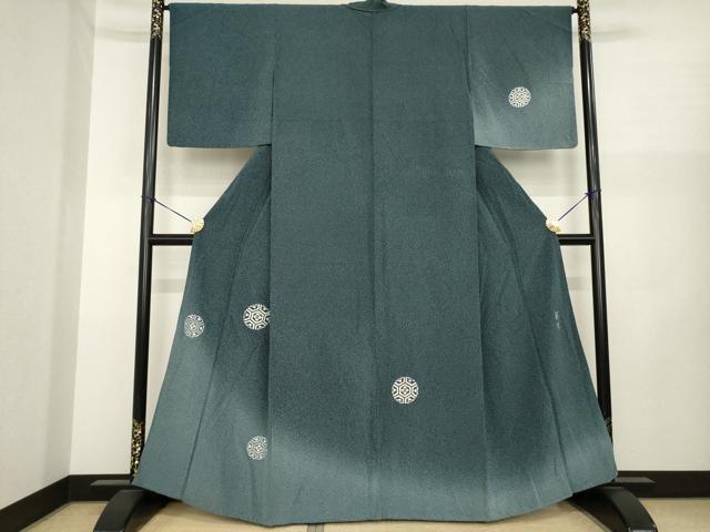 平和屋着物●訪問着 作家物 刺繍 花亀甲文 伊と幸 浜ちりめん 反端付き 正絹 逸品 AABJ1412ck