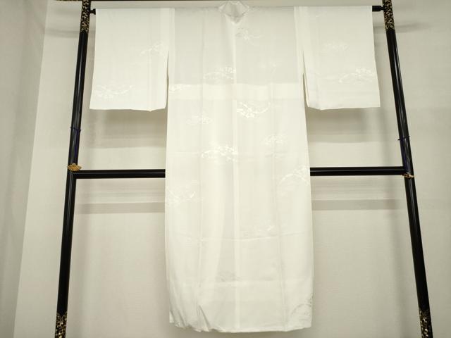 平和屋着物●長襦袢 無双仕立て 片輪車地紋 白色 正絹 逸品 AABJ1413ck