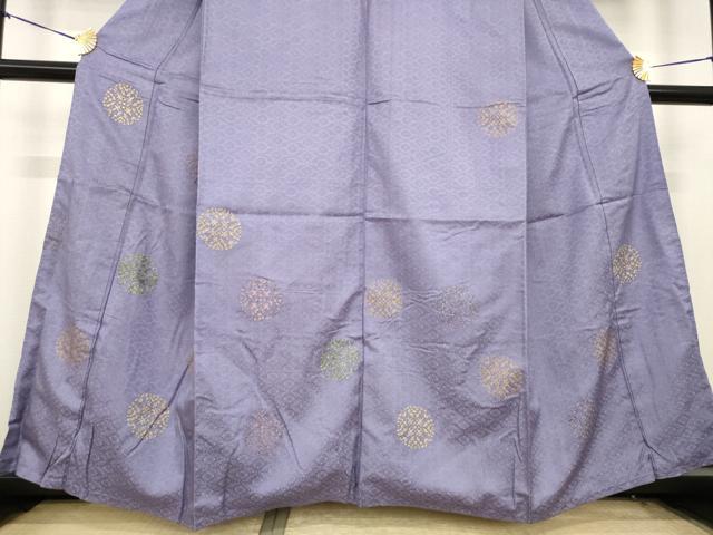 平和屋着物●訪問着 お召地 刺繍 花丸文 正絹 逸品 AABJ1415ck