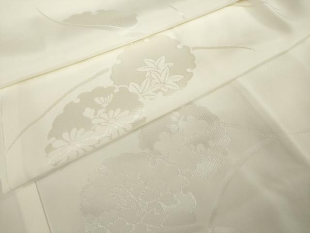 平和屋着物●長襦袢 袷 雪輪重ね芝花地紋 生成り色 さが美扱い 正絹 逸品 AABJ1420ck
