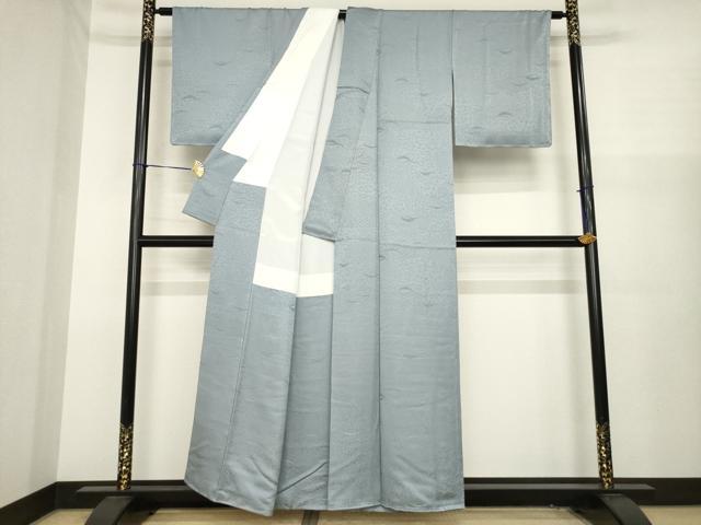 平和屋着物●上質な色無地 堅牢草木染 鈍色 反端付き 正絹 逸品 未使用 AABJ1430ck