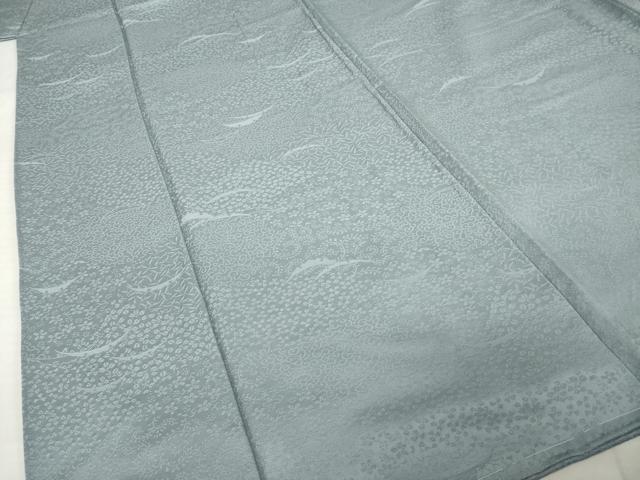平和屋着物●上質な色無地 堅牢草木染 鈍色 反端付き 正絹 逸品 未使用 AABJ1430ck