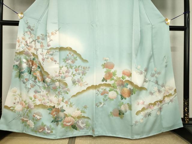 平和屋着物●訪問着 作家物 雲重ね花文 暈し染め 金銀彩 正絹 逸品 AABJ1431ck