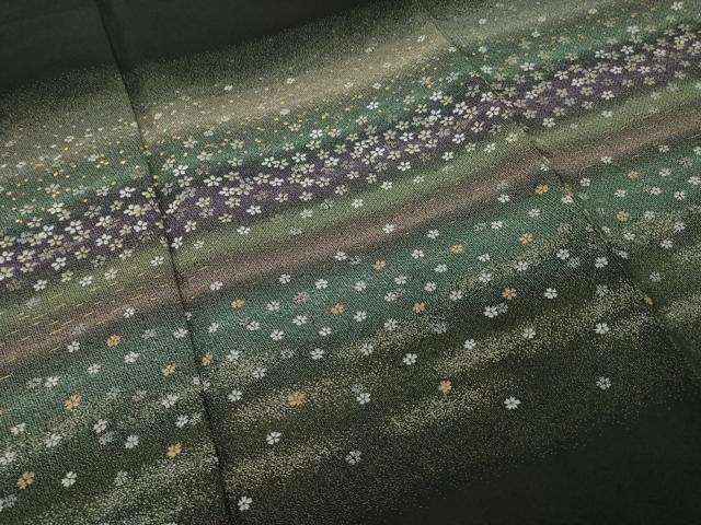 平和屋着物●訪問着 寿光織 横段花文 黒地 金銀糸 ロング丈 正絹 逸品 AABJ1432ck