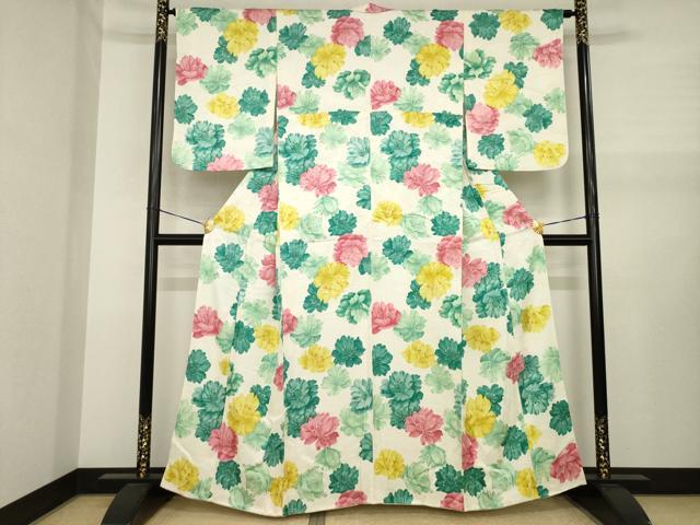 平和屋着物●上質な小紋 舞花文 正絹 逸品 AABJ1433ck