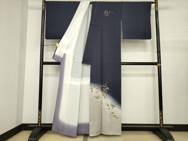 平和屋着物●和紙染染色作家・植村彩弘 訪問着 枝花文 暈し染め 金彩 正絹 逸品 AABJ1440ck