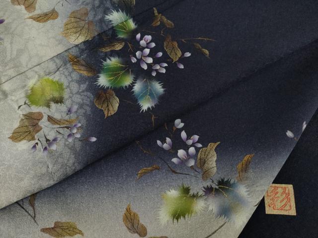 平和屋着物●和紙染染色作家・植村彩弘 訪問着 枝花文 暈し染め 金彩 正絹 逸品 AABJ1440ck