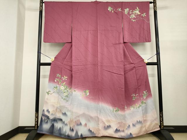 平和屋着物●二代目清次郎 手描き 訪問着 手描き 枝花文 暈し染め 正絹 逸品 AABJ1442ck