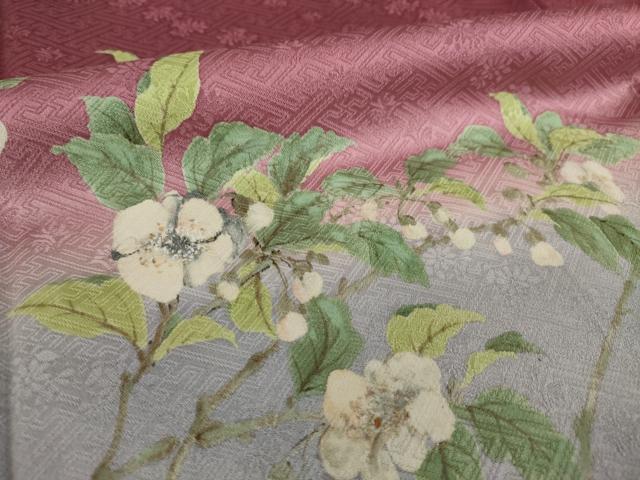 平和屋着物●二代目清次郎 手描き 訪問着 手描き 枝花文 暈し染め 正絹 逸品 AABJ1442ck