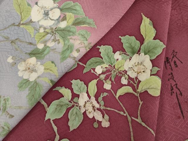 平和屋着物●二代目清次郎 手描き 訪問着 手描き 枝花文 暈し染め 正絹 逸品 AABJ1442ck