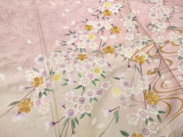 平和屋着物●豪華振袖 駒刺繍 流水花文 暈し染め 金彩 正絹 逸品 AABJ1445ck