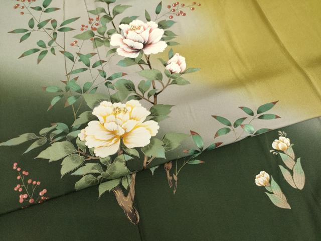 平和屋着物●訪問着 作家物 南天花文 暈し染め 正絹 逸品 AABJ1449ck