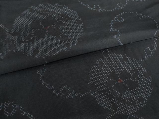 平和屋着物●上質な紬 雪輪重ね花文 正絹 逸品 AABJ1451ck