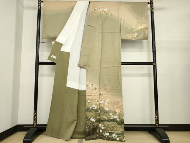 平和屋着物●中国三大刺繍 スワトウ刺繍 汕頭刺繍 訪問着 地紙花文 暈し染め 金彩 やまと誂製 正絹 逸品 AABJ1455ck