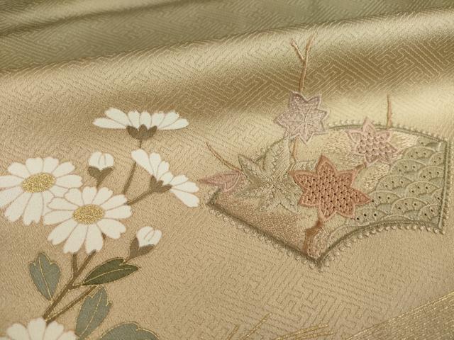 平和屋着物●中国三大刺繍 スワトウ刺繍 汕頭刺繍 訪問着 地紙花文 暈し染め 金彩 やまと誂製 正絹 逸品 AABJ1455ck