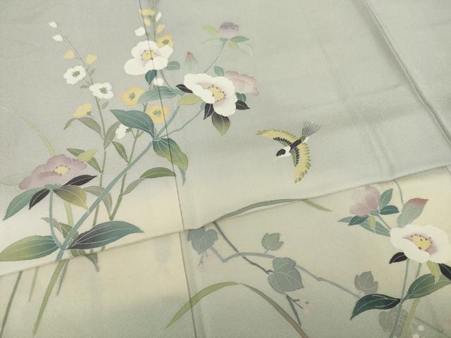 平和屋着物●訪問着 友禅 花鳥文 正絹 逸品 AABJ1460ck