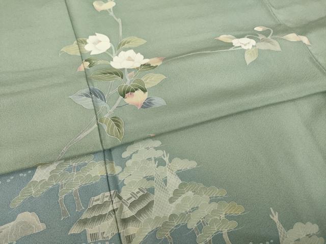 平和屋着物●十日町友禅作家 阿部佳雪 訪問着 枝花文 正絹 逸品 AABJ1464ck