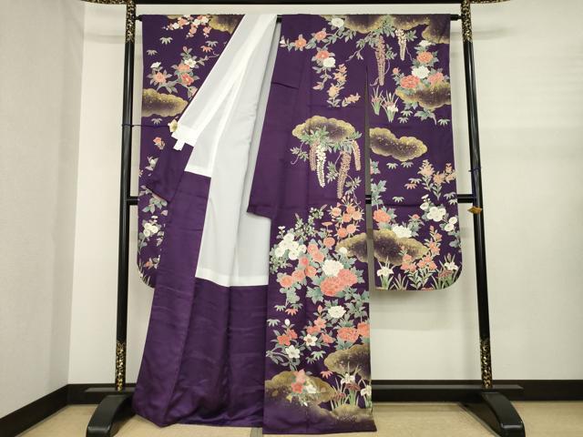 平和屋着物●豪華振袖 駒刺繍 雲重ね花文 金彩 正絹 逸品 AABJ1467ck