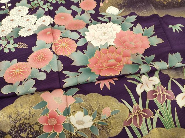 平和屋着物●豪華振袖 駒刺繍 雲重ね花文 金彩 正絹 逸品 AABJ1467ck