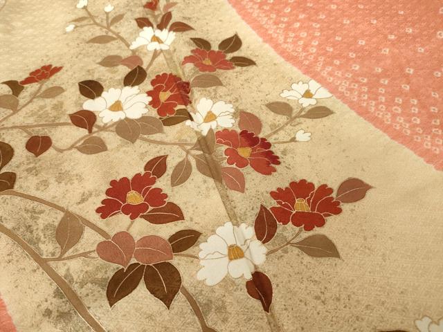 平和屋着物●訪問着 流水枝花文 正絹 逸品 AABJ1469ck