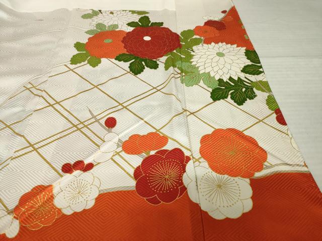 平和屋着物●豪華振袖 駒刺繍 菊 金彩 ロング丈 正絹 逸品 AABJ1473ck