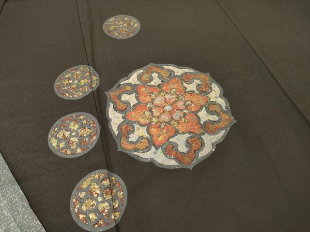 平和屋着物●訪問着 刺繍 正倉院花文 金銀彩 正絹 逸品 AABJ1480ck