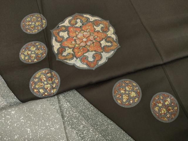 平和屋着物●訪問着 刺繍 正倉院花文 金銀彩 正絹 逸品 AABJ1480ck