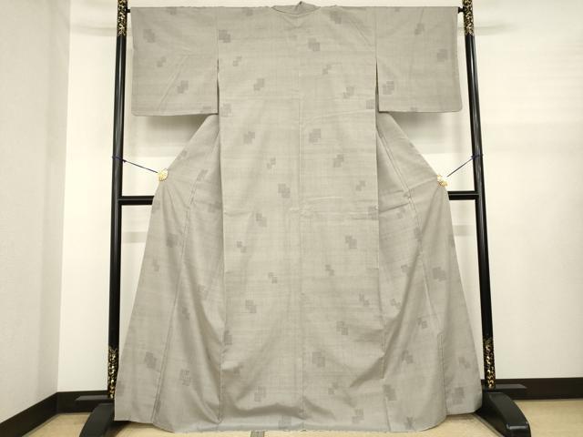 平和屋着物●東京染伝統工芸士 金田昇 結城紬 小紋 色紙重ね文 リバーシブル 80亀甲 飛び亀甲 文字文 さが美扱い 正絹 逸品 AABJ1485ck