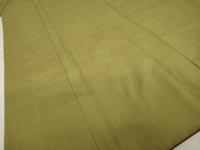 平和屋着物●結城紬 色無地 国防色 正絹 逸品 AABJ1486ck