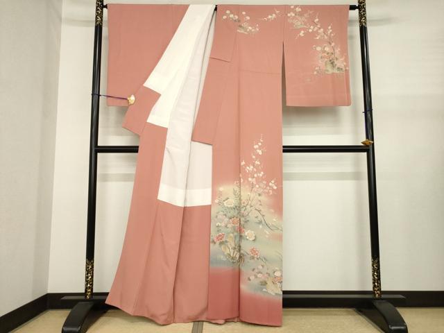 平和屋着物●訪問着 作家物 松華 枝花文 暈し染め 正絹 逸品 AABJ1495ck