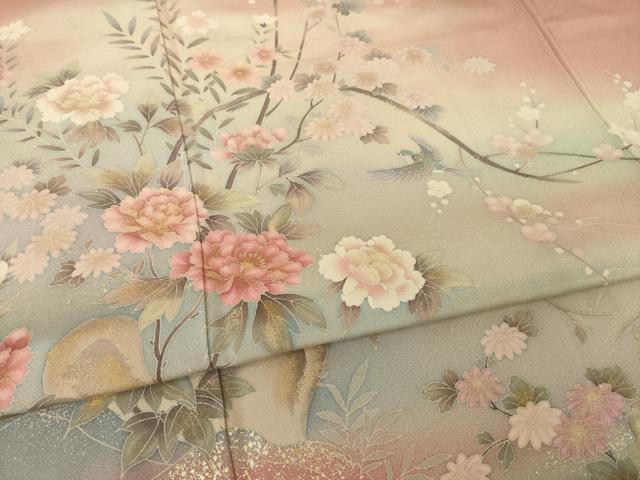平和屋着物●訪問着 作家物 松華 枝花文 暈し染め 正絹 逸品 AABJ1495ck