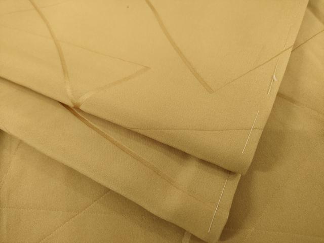 平和屋着物●上質な色無地 幾何学地紋 黄唐茶色 正絹 逸品 未使用 AABJ1502ck