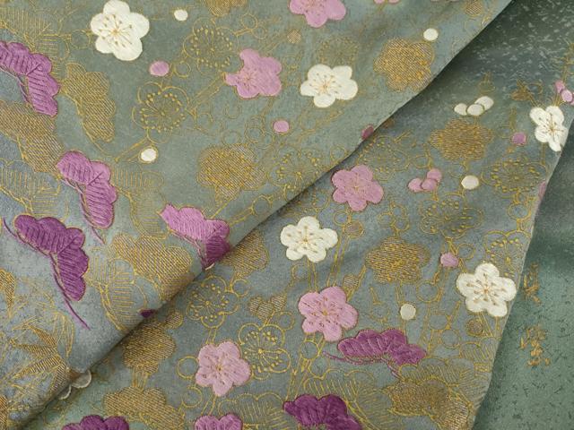 平和屋着物●訪問着 貝紫 刺繍 松竹梅 金彩 正絹 逸品 AABJ1505ck
