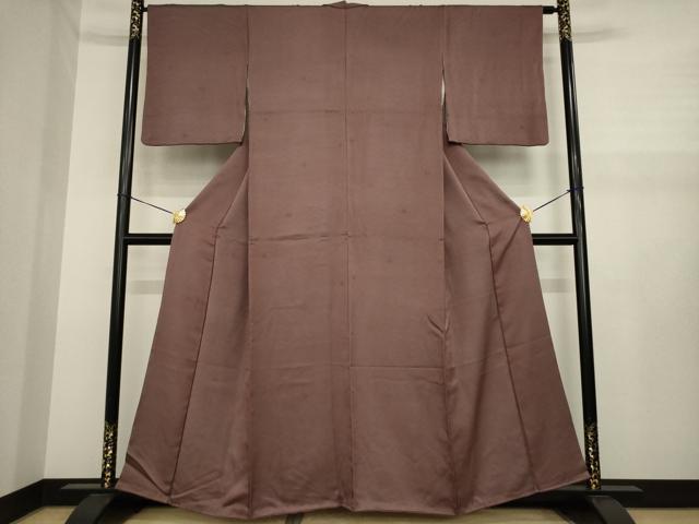 平和屋着物●上質な色無地 紗綾形花地紋 紅檜皮色 正絹 逸品 AABJ1508ck