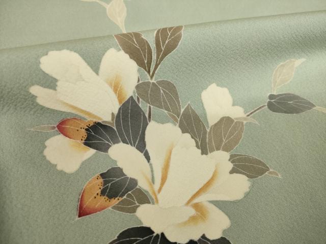 平和屋着物●本加賀友禅作家 南克治 訪問着 枝花文 正絹 逸品 AABJ1520ck