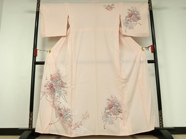 平和屋着物▽訪問着 単衣 吉祥花車文 正絹 逸品 AABJ1524jh