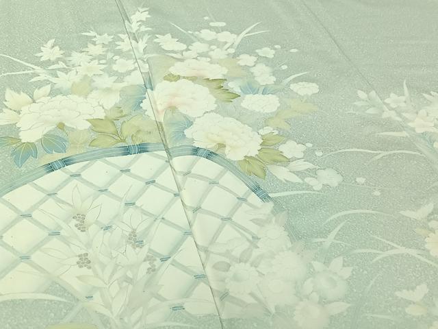 平和屋着物▽訪問着 単衣 花籬文 正絹 逸品 AABJ1525jh