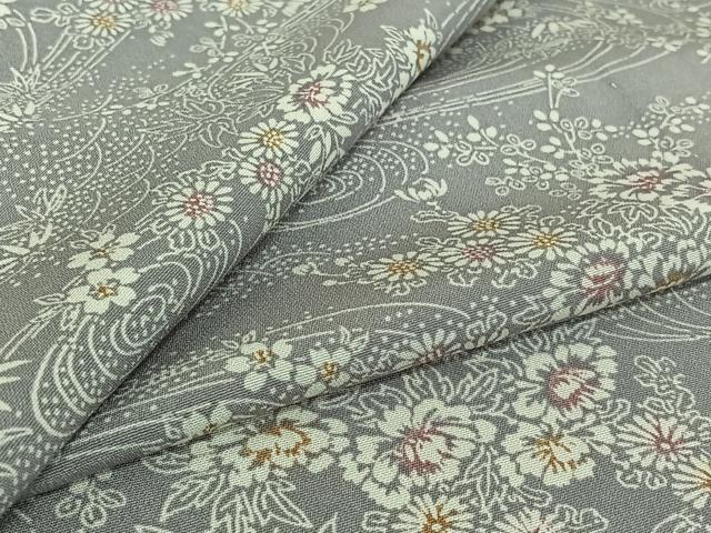 平和屋着物▽上質な小紋 単衣 流水花文 正絹 逸品 AABJ1526jh
