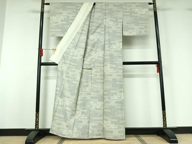 平和屋着物▽本場大島紬 単衣 9マルキ 霞花文 正絹 逸品 AABJ1531jh