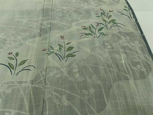 平和屋着物▽訪問着 無双 紗袷 紗×紗 手描き 芝花文 正絹 逸品 AABJ1544jh