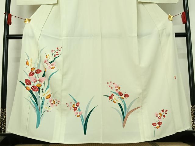 平和屋着物▽訪問着 単衣 作家物 草花文 正絹 逸品 AABJ1554jh