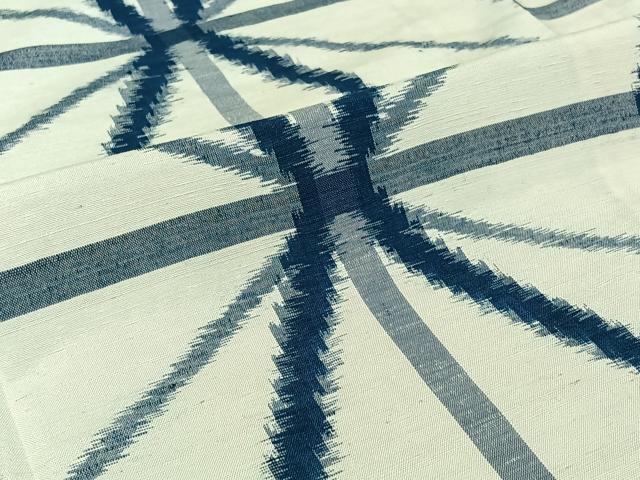 平和屋着物▽上質な紬 単衣 麻の葉文様 正絹 逸品 AABJ1555jh