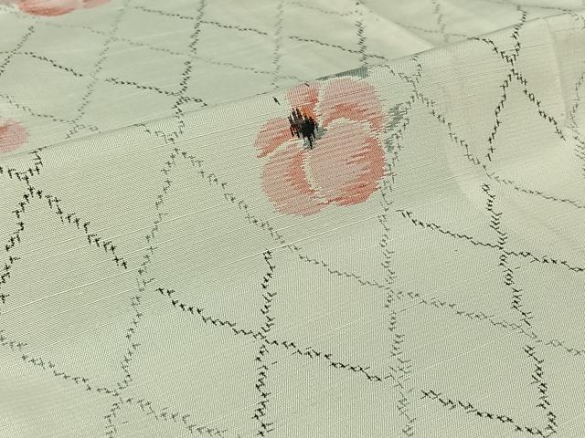 平和屋着物▽上質な紬 単衣 草花文 正絹 逸品 AABJ1558jh