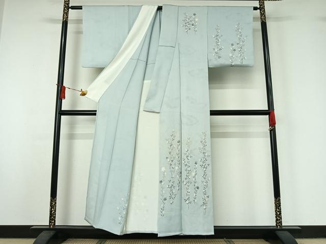 平和屋着物▽訪問着 単衣 絞り 草花文 正絹 逸品 AABJ1563jh